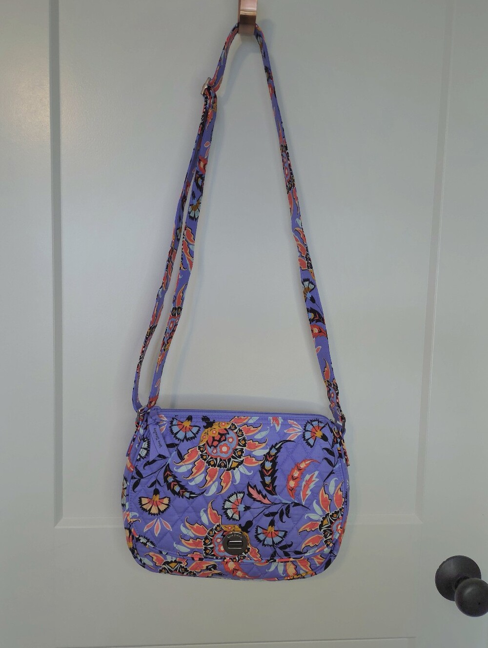 NWOT. Vera Bradley Lavender, Pink & Orange Floral Quilted Crossbody. #KC